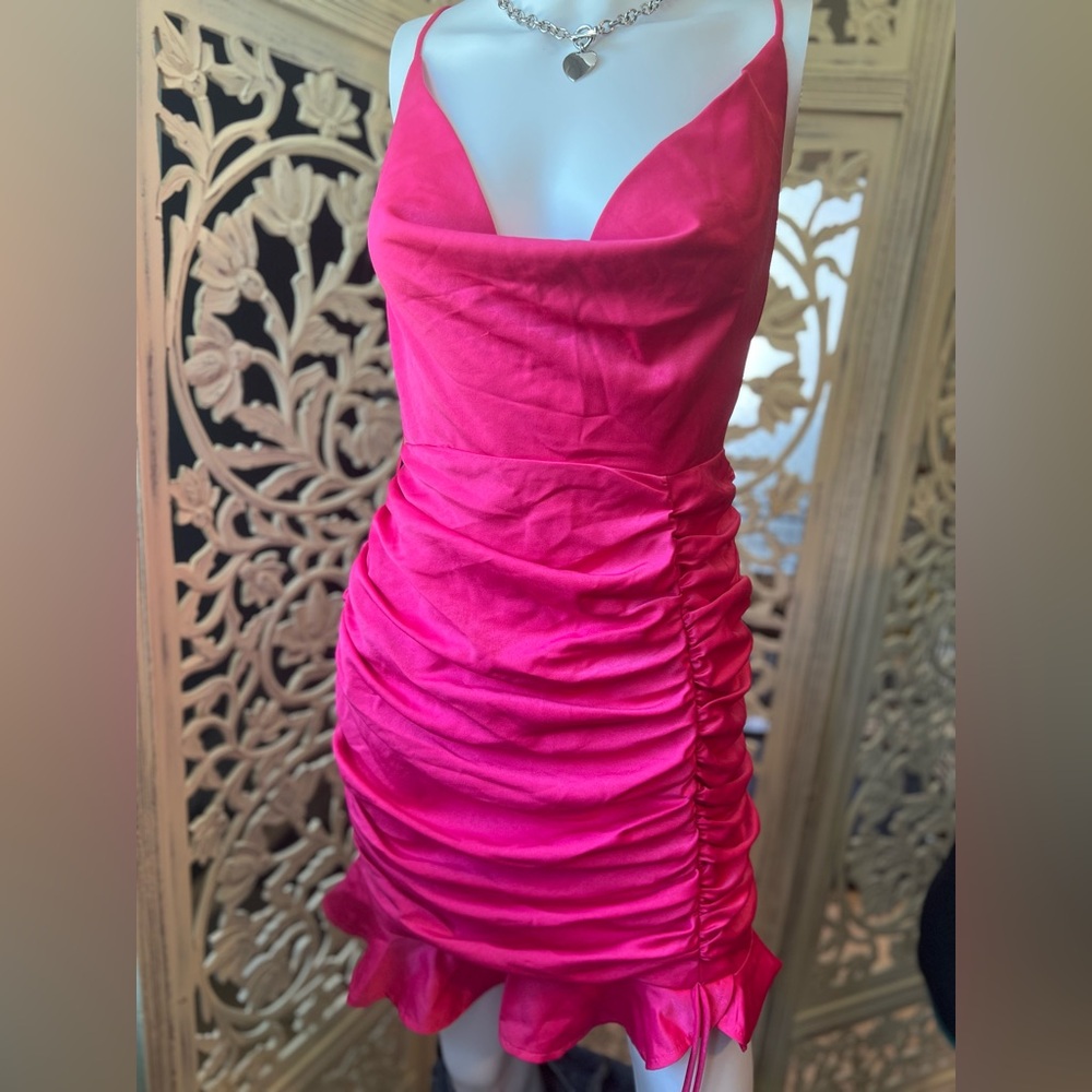 Elegant Pink Ruched Dress